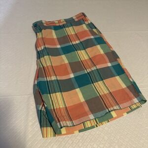 Nautica Mens‎ Chino Shorts Sz 42W Pastel Plaid Flat Front Preppy Vacation Casual